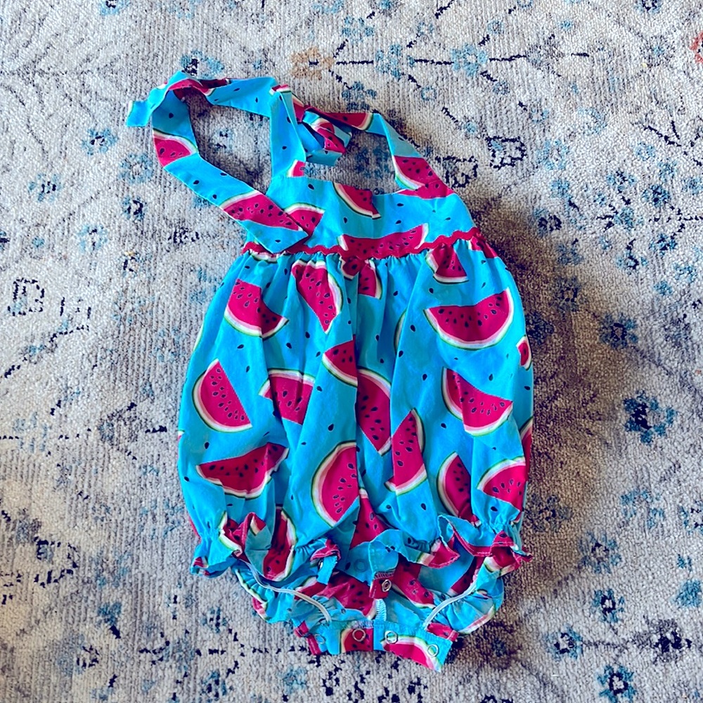 Kelly’s Kids size 6M Blue Watermelon Tie-Halter Bubble